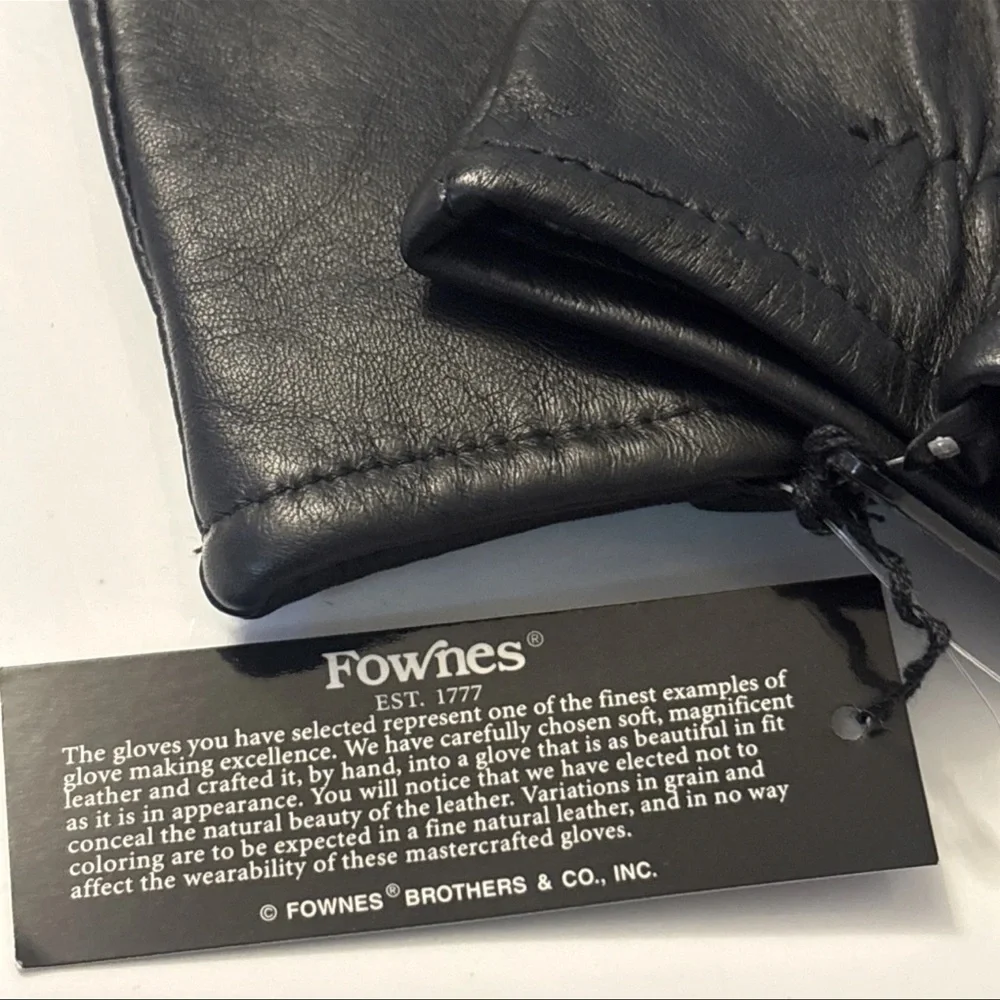 BNWT FOWNES EST 1977 VTG Black Womens Genuine leather 10” Gloves Size Large